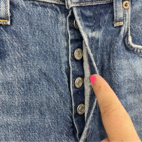 Agolde Riley Long Buttonfly Jeans Size 24 high rise straight distressed - Picture 3 of 12